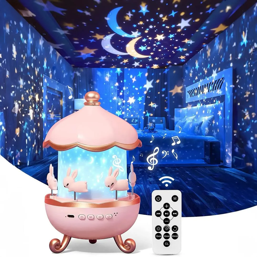Bedroom Night Light Projector 360 Rotating With Music sound system